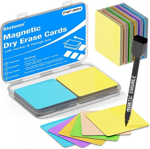 Reusable Magnetic Sticky Notes: 30PCS 3"x3" Dry Erase Magnets Labels for Whiteboard, Fridge, Locker - Cute Erasable Post Sticker with Marker for Classroom Office Home White Board Accessories in Saudi Arabia