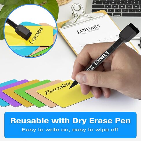 Reusable Magnetic Sticky Notes: 30PCS 3"x3" Dry Erase Magnets Labels for Whiteboard, Fridge, Locker - Cute Erasable Post Sticker with Marker for Classroom Office Home White Board Accessories in Saudi Arabia