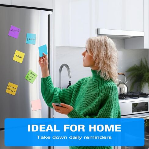 Reusable Magnetic Sticky Notes: 30PCS 3"x3" Dry Erase Magnets Labels for Whiteboard, Fridge, Locker - Cute Erasable Post Sticker with Marker for Classroom Office Home White Board Accessories in Saudi Arabia