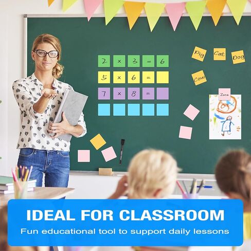 Reusable Magnetic Sticky Notes: 30PCS 3"x3" Dry Erase Magnets Labels for Whiteboard, Fridge, Locker - Cute Erasable Post Sticker with Marker for Classroom Office Home White Board Accessories in Saudi Arabia