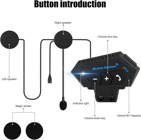OBEST Motorcycle Helmet Bluetooth Headset 2-Way Motorcycle Intercom Headset with DSP Noise Cancellation Glove-Friendly Controls HI-FI Sound IPX6 Waterproof Universal Fit with Almost Helmet in Saudi Arabia