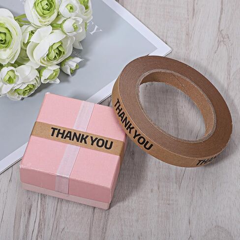 Thank You Tape Brown Sealing Tape for Small Business Decorative Packing Tapes Brown Floral Tapes Stick Shopping Bag or Box of Bakes, Coffees, Gifts, Newspapers, Flower Arrangements and Takeout in Saudi Arabia