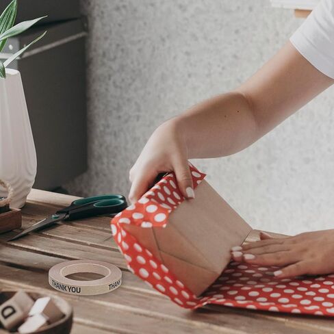 Thank You Tape Brown Sealing Tape for Small Business Decorative Packing Tapes Brown Floral Tapes Stick Shopping Bag or Box of Bakes, Coffees, Gifts, Newspapers, Flower Arrangements and Takeout in Saudi Arabia