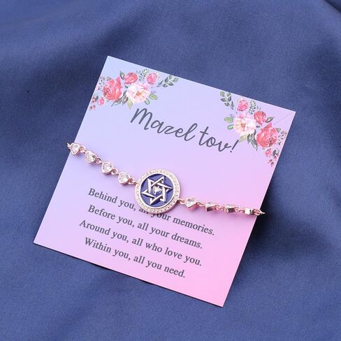 FEELMEM Bat Mitzvah Gifts for Girls Mazel Tov Congratulations Necklace Behind You All Your Memories Love Heart Gift in Saudi Arabia