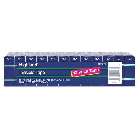 Highland Invisible Permanent Mending Tape, 1" Core, 0.75" X 83.33 Ft, Clear, 12/Pack in Saudi Arabia