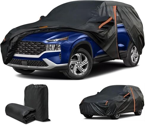 Cover for Hyundai Santa Fe, Custom Fit Santa Fe Cover 2021-2025, SUV All Weather Car Cover Waterproof, UV Protection with Door Zipper/Reflective Strip, Outdoor Car Covers with Mirror Pockets in Saudi Arabia