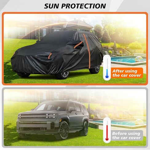 Cover for Hyundai Santa Fe, Custom Fit Santa Fe Cover 2021-2025, SUV All Weather Car Cover Waterproof, UV Protection with Door Zipper/Reflective Strip, Outdoor Car Covers with Mirror Pockets in Saudi Arabia