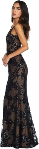 Dress the Population Women's Sharon Sequin, Maxi, Mermaid, V-Neck Gown, Pine Multi, X-Large in Saudi Arabia