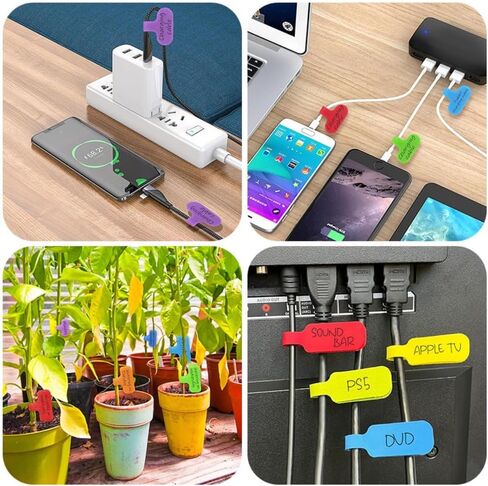 32 Pcs Cable Labels Hook and Loop, 8 Colors Writable Wire Tags – Reusable Self-Adhesive Cord Management Labels for Electronics (8 Colors) in Saudi Arabia