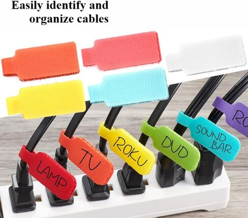 32 Pcs Cable Labels Hook and Loop, 8 Colors Writable Wire Tags – Reusable Self-Adhesive Cord Management Labels for Electronics (8 Colors) in Saudi Arabia