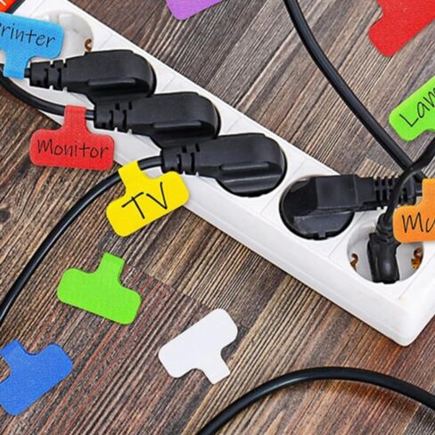 32 Pcs Cable Labels Hook and Loop, 8 Colors Writable Wire Tags – Reusable Self-Adhesive Cord Management Labels for Electronics (8 Colors) in Saudi Arabia
