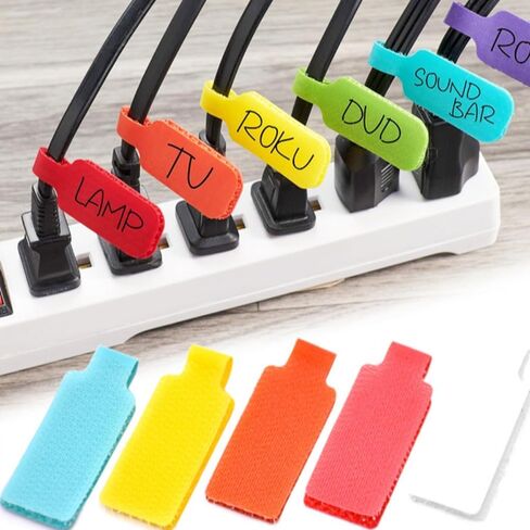 32 Pcs Cable Labels Hook and Loop, 8 Colors Writable Wire Tags – Reusable Self-Adhesive Cord Management Labels for Electronics (8 Colors) in Saudi Arabia