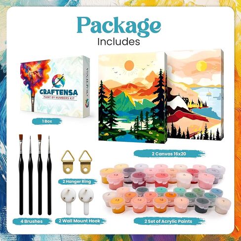 Craftensa Paint by Numbers Kit for Adults – Pre-Framed Canvas Value Pack (2 Kits in 1) – DIY Painting Set, Relaxing Wall Art & Beginner-Friendly Gift in Saudi Arabia