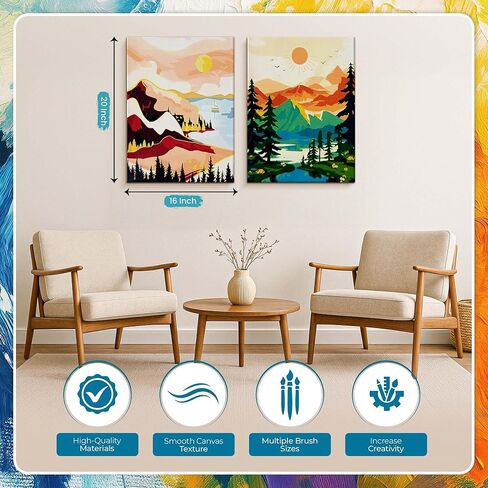 Craftensa Paint by Numbers Kit for Adults – Pre-Framed Canvas Value Pack (2 Kits in 1) – DIY Painting Set, Relaxing Wall Art & Beginner-Friendly Gift in Saudi Arabia