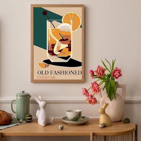 Auremi Cocktail Paint by Number Kits for Adults,Vintage Paint by Number on Canvas with Frame DIY Painting with Number Acrylic Oil Paint Kits for Home Decor 8x12 Inch in Saudi Arabia