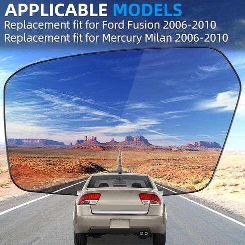 استبدال مرآة جانبية للسائق لسيارة Ford Fusion 2006 2007 2008 2009 2010، لسيارة Mercury Milan 2006 2007 2008 2009 2010 - زجاج مرآة الجانب الأيسر، زجاج مرايا الرؤية الخلفية in Saudi Arabia