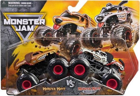 Monster Jam، Monster Mutt Vs. شاحنات الوحش الدلماسية المصبوبة، مقياس 1:64، ألعاب أطفال للأولاد من سن 3 سنوات فما فوق in Saudi Arabia
