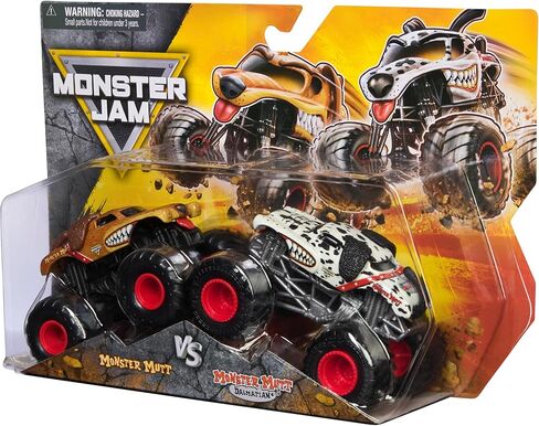 Monster Jam، Monster Mutt Vs. شاحنات الوحش الدلماسية المصبوبة، مقياس 1:64، ألعاب أطفال للأولاد من سن 3 سنوات فما فوق in Saudi Arabia