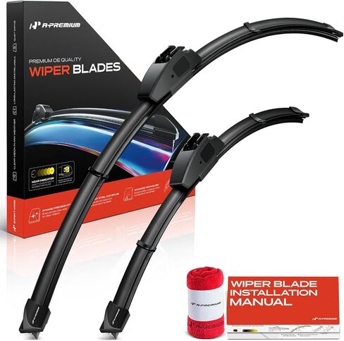A-Premium Pack of 2 Windshield Wiper Blades with Wear Indicator & Towel - Compatible with Dodge Dart & Ford Transit Connect 2010-2013 & Jeep KL Series Cherokee - 26" and 18", Hook Connector in Saudi Arabia