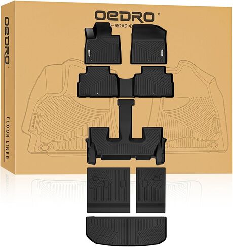 OEDRO Floor Mats Fit for 2015-2024 Ford Edge, Unique Black TPE All-Weather Guard Includes 1st and 2nd Row: Front, Rear, Full Set Liners in Kuwait