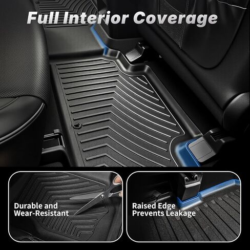 OEDRO Floor Mats Fit for 2015-2024 Ford Edge, Unique Black TPE All-Weather Guard Includes 1st and 2nd Row: Front, Rear, Full Set Liners in Kuwait