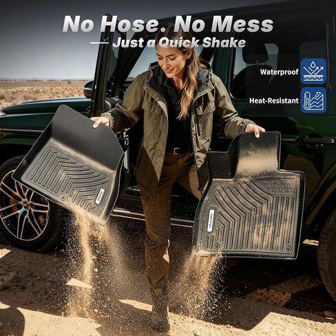 OEDRO Floor Mats Fit for 2015-2024 Ford Edge, Unique Black TPE All-Weather Guard Includes 1st and 2nd Row: Front, Rear, Full Set Liners in Kuwait