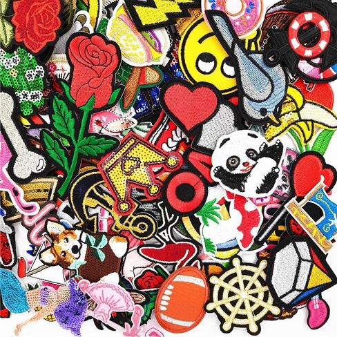 Random 40pcs Assorted Styles Embroidered Patch Sew On/Iron On Patch Applique Clothes Dress Plant Hat Jeans Sewing Flowers Applique DIY Accessory in Saudi Arabia