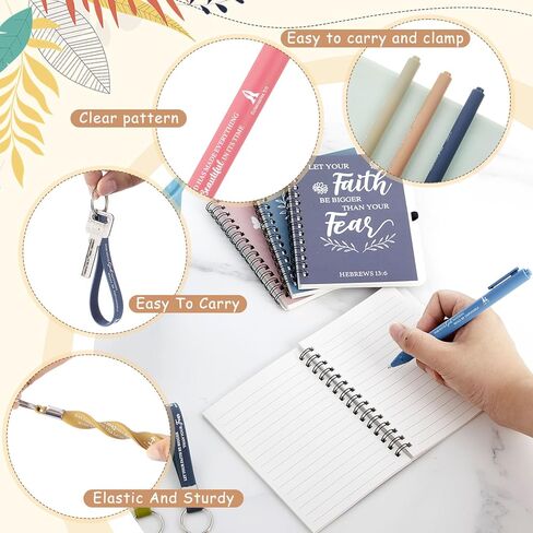 Skylety 24 Set/ 96 Pcs Christian Gifts Bulk Church Bible Religious Gift Set 16 oz Coffee Cups with Christian Notebook Pen Keychains for Women Staff Team Friends (Morandi Color) in Saudi Arabia