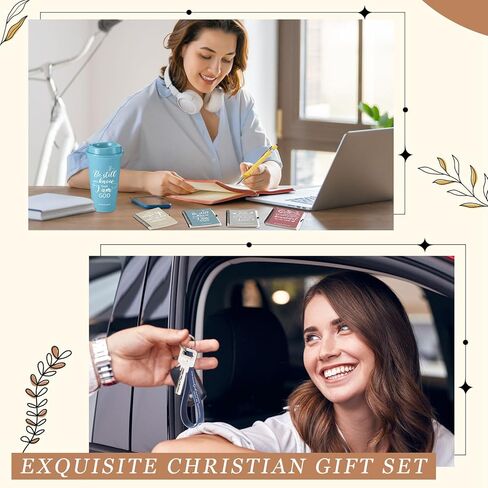 Skylety 24 Set/ 96 Pcs Christian Gifts Bulk Church Bible Religious Gift Set 16 oz Coffee Cups with Christian Notebook Pen Keychains for Women Staff Team Friends (Morandi Color) in Saudi Arabia