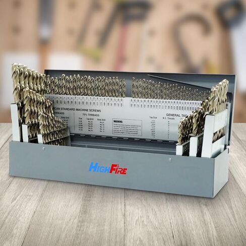 HIGHFIRE 29 Piece HSS Stepped Point Drill Bit Set 1/16"-1/2", Gold and Black 3-Flat Shank for Metal, Steel & Acrylic - No Pilot Hole Needed - Industrial, MRO & DIY Use in Saudi Arabia