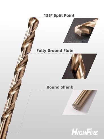 HIGHFIRE 29 Piece HSS Stepped Point Drill Bit Set 1/16"-1/2", Gold and Black 3-Flat Shank for Metal, Steel & Acrylic - No Pilot Hole Needed - Industrial, MRO & DIY Use in Saudi Arabia