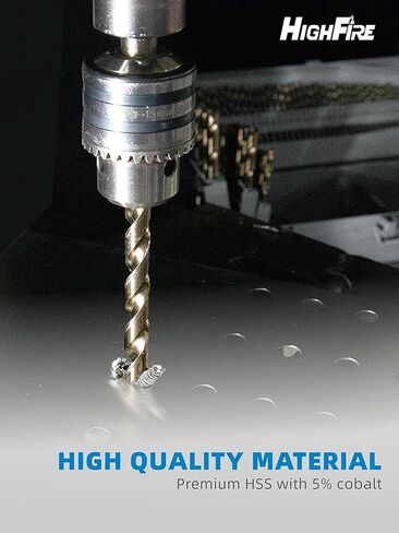 HIGHFIRE 29 Piece HSS Stepped Point Drill Bit Set 1/16"-1/2", Gold and Black 3-Flat Shank for Metal, Steel & Acrylic - No Pilot Hole Needed - Industrial, MRO & DIY Use in Saudi Arabia