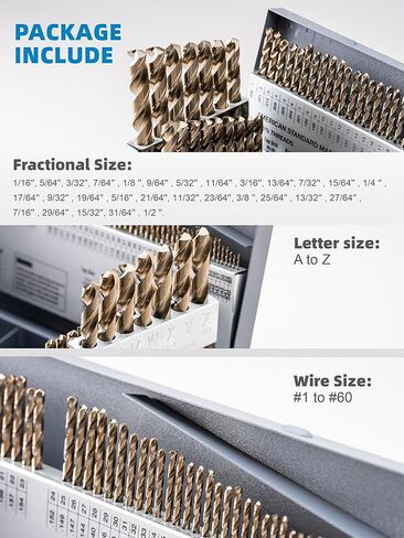 HIGHFIRE 29 Piece HSS Stepped Point Drill Bit Set 1/16"-1/2", Gold and Black 3-Flat Shank for Metal, Steel & Acrylic - No Pilot Hole Needed - Industrial, MRO & DIY Use in Saudi Arabia