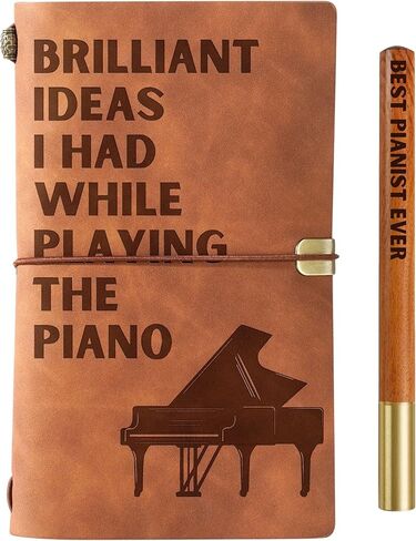 هدايا البيانو من إنوبيتا للرجال والنساء، دفتر ملاحظات من الجلد النباتي مقاس 7 × 5 بوصات للاعبي البيانو وعازفي البيانو ودفتر رسم قابل لإعادة الملء ومذكرات سفر ومخطط مبطن لعيد الميلاد والكريسماس in Kuwait
