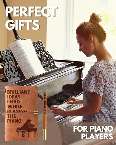 هدايا البيانو من إنوبيتا للرجال والنساء، دفتر ملاحظات من الجلد النباتي مقاس 7 × 5 بوصات للاعبي البيانو وعازفي البيانو ودفتر رسم قابل لإعادة الملء ومذكرات سفر ومخطط مبطن لعيد الميلاد والكريسماس in Kuwait