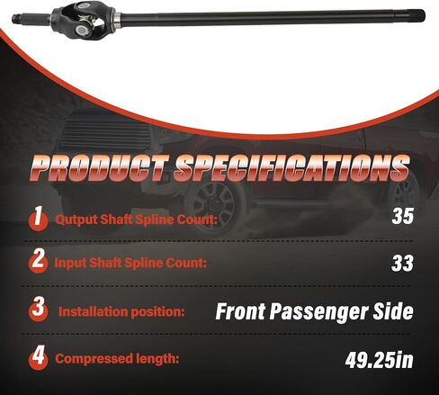 Front Passenger Side Drive Axle Shaft Assembly, Fit for Ram 4500/ Ram 5500 2014-2018 L6 6.4L, Fit for Ram 4500/ Ram 5500 2013-2018 L6 6.7L, OE 68213889AB, 68213889AA in Saudi Arabia