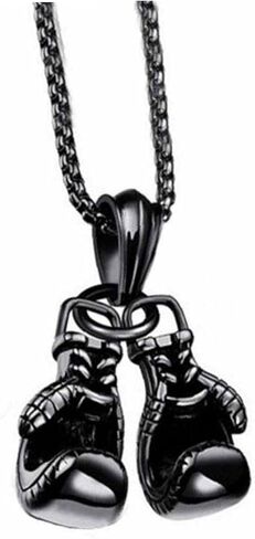 Zonster Car Rear View Mirror Pendant Hanging Zinc Alloy Boxing Gloves Car Interior Ornaments Decoration Necklace Accessories, Black in Saudi Arabia