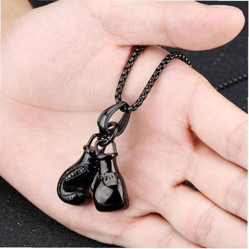 Zonster Car Rear View Mirror Pendant Hanging Zinc Alloy Boxing Gloves Car Interior Ornaments Decoration Necklace Accessories, Black in Saudi Arabia