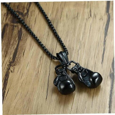 Zonster Car Rear View Mirror Pendant Hanging Zinc Alloy Boxing Gloves Car Interior Ornaments Decoration Necklace Accessories, Black in Saudi Arabia