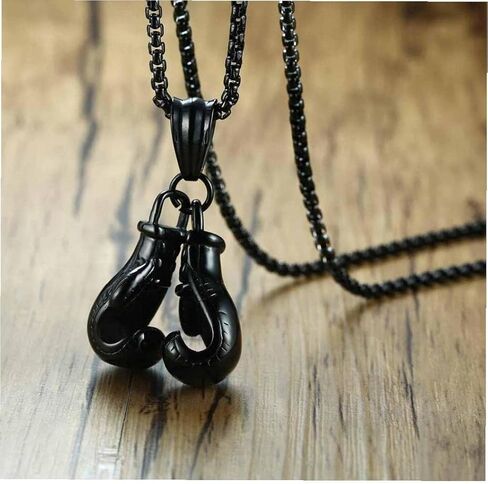 Zonster Car Rear View Mirror Pendant Hanging Zinc Alloy Boxing Gloves Car Interior Ornaments Decoration Necklace Accessories, Black in Saudi Arabia
