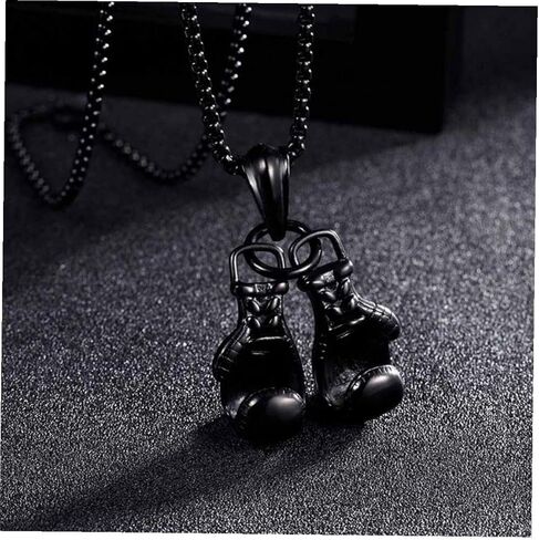 Zonster Car Rear View Mirror Pendant Hanging Zinc Alloy Boxing Gloves Car Interior Ornaments Decoration Necklace Accessories, Black in Saudi Arabia