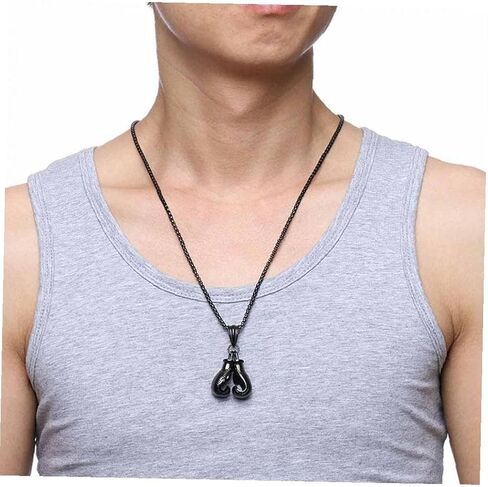 Zonster Car Rear View Mirror Pendant Hanging Zinc Alloy Boxing Gloves Car Interior Ornaments Decoration Necklace Accessories, Black in Saudi Arabia