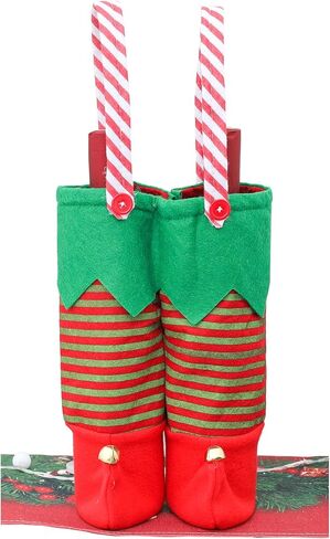 Christmas Double Wine Bottle Gift Bags – Elf Boot Wine Bag For Wine Bottles With Bells, Christmas Reusable Felt Wine Totes For Bottles Covers Gifts, Holiday Gift Bags in Saudi Arabia