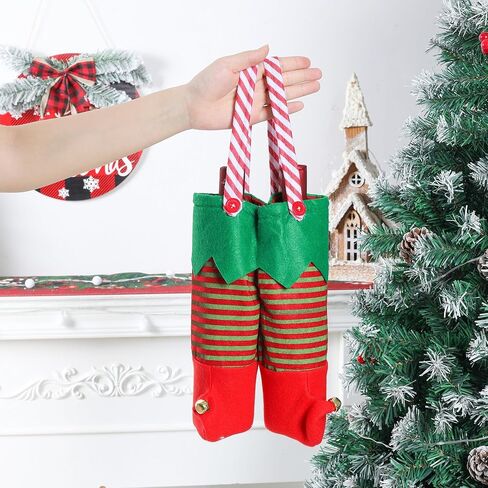 Christmas Double Wine Bottle Gift Bags – Elf Boot Wine Bag For Wine Bottles With Bells, Christmas Reusable Felt Wine Totes For Bottles Covers Gifts, Holiday Gift Bags in Saudi Arabia