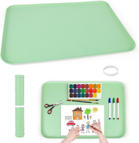 Gjmrar Silicone Mats for Crafts, Large Silicone Painting Mat 24x16 Inch, Non-Stick Craft & Heat Resistant Art Mats for Resin, Clay, Jewelry Making, Slime, Kids Painting (Green) in Saudi Arabia