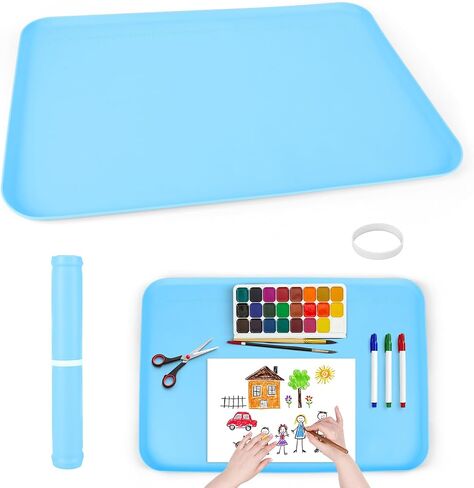 Gjmrar Silicone Mats for Crafts, Large Silicone Painting Mat 24x16 Inch, Non-Stick Craft & Heat Resistant Art Mats for Resin, Clay, Jewelry Making, Slime, Kids Painting (Green) in Saudi Arabia
