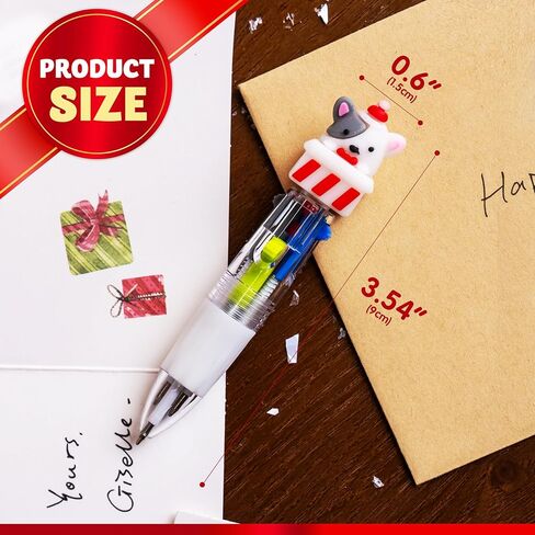 JOYIN 24 PCS Christmas Multicolor Pens Bulk For Kids, 4 Colors in 1 Ballpoint Pen for Xmas Party Favors, Christmas Stocking Stuffers For Students Teacher Classroom Prize Gifts, Goodie Bag Fillers in Saudi Arabia