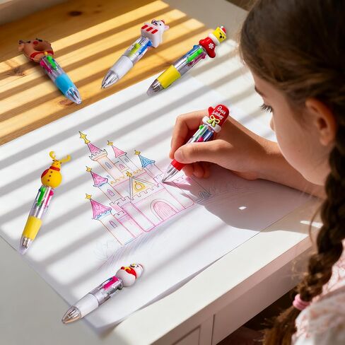 JOYIN 24 PCS Christmas Multicolor Pens Bulk For Kids, 4 Colors in 1 Ballpoint Pen for Xmas Party Favors, Christmas Stocking Stuffers For Students Teacher Classroom Prize Gifts, Goodie Bag Fillers in Saudi Arabia