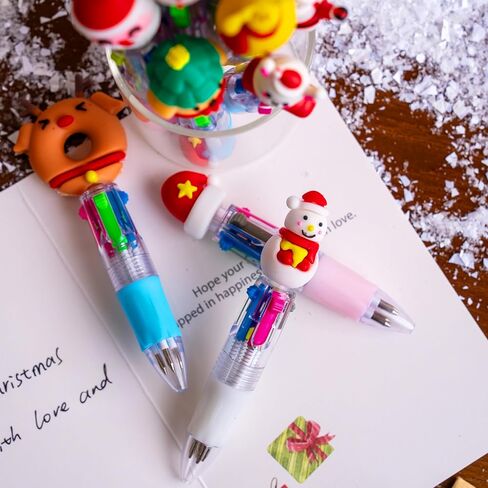 JOYIN 24 PCS Christmas Multicolor Pens Bulk For Kids, 4 Colors in 1 Ballpoint Pen for Xmas Party Favors, Christmas Stocking Stuffers For Students Teacher Classroom Prize Gifts, Goodie Bag Fillers in Saudi Arabia