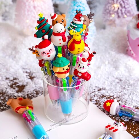 JOYIN 24 PCS Christmas Multicolor Pens Bulk For Kids, 4 Colors in 1 Ballpoint Pen for Xmas Party Favors, Christmas Stocking Stuffers For Students Teacher Classroom Prize Gifts, Goodie Bag Fillers in Saudi Arabia